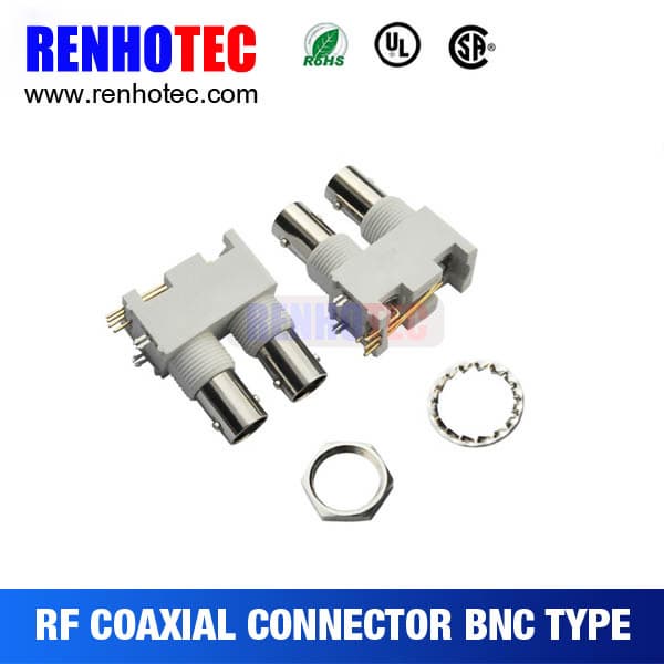 Double in One Row PCB Mount Female BNC Connectors